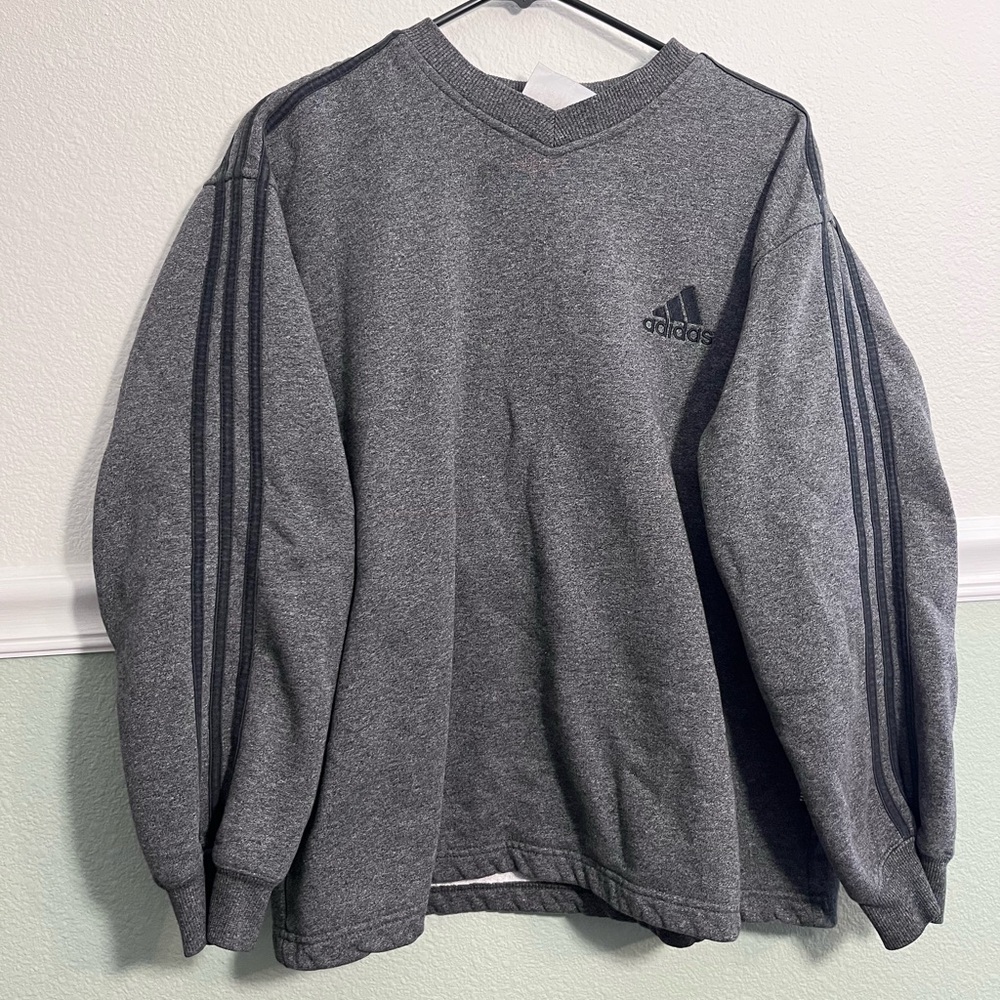 Adidas Gray Crewneck Sweater Soft Texture